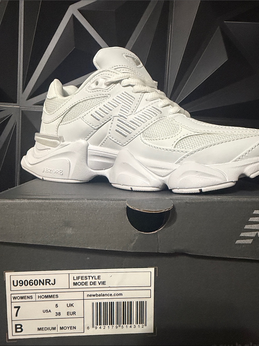 New Balance Women's White Chunky Mesh & Leather Sneaker - Picture 2 of 7